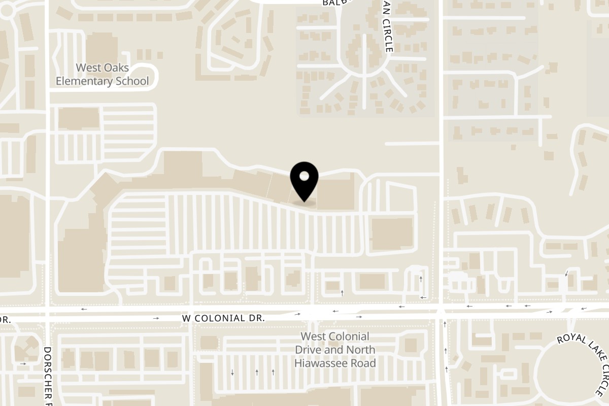 Map showing the location of Coquillage on 7313 W Colonial Dr in Orlando